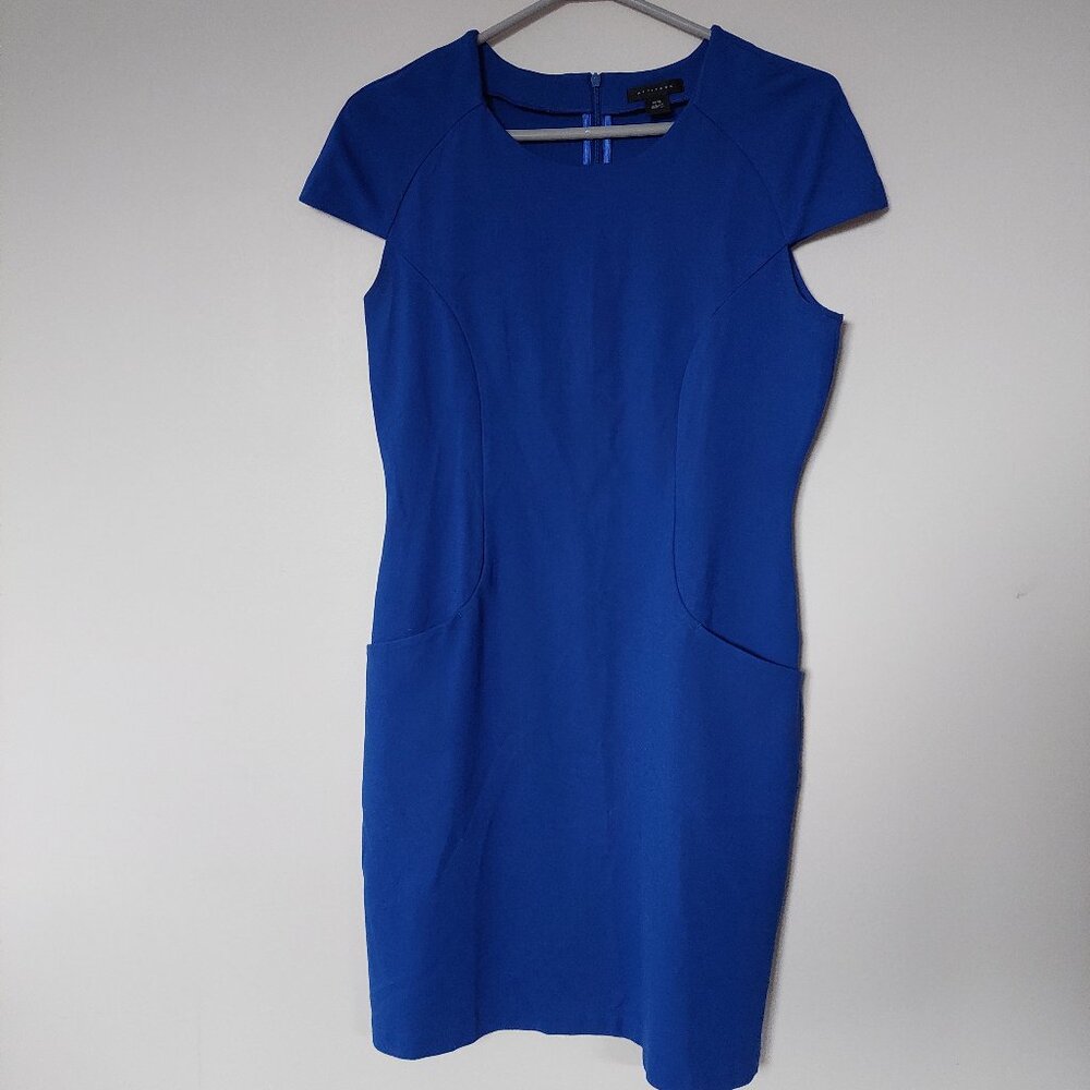 Attitude Size M (8-10) Cobalt Blue Cap Sleeve Career Dress